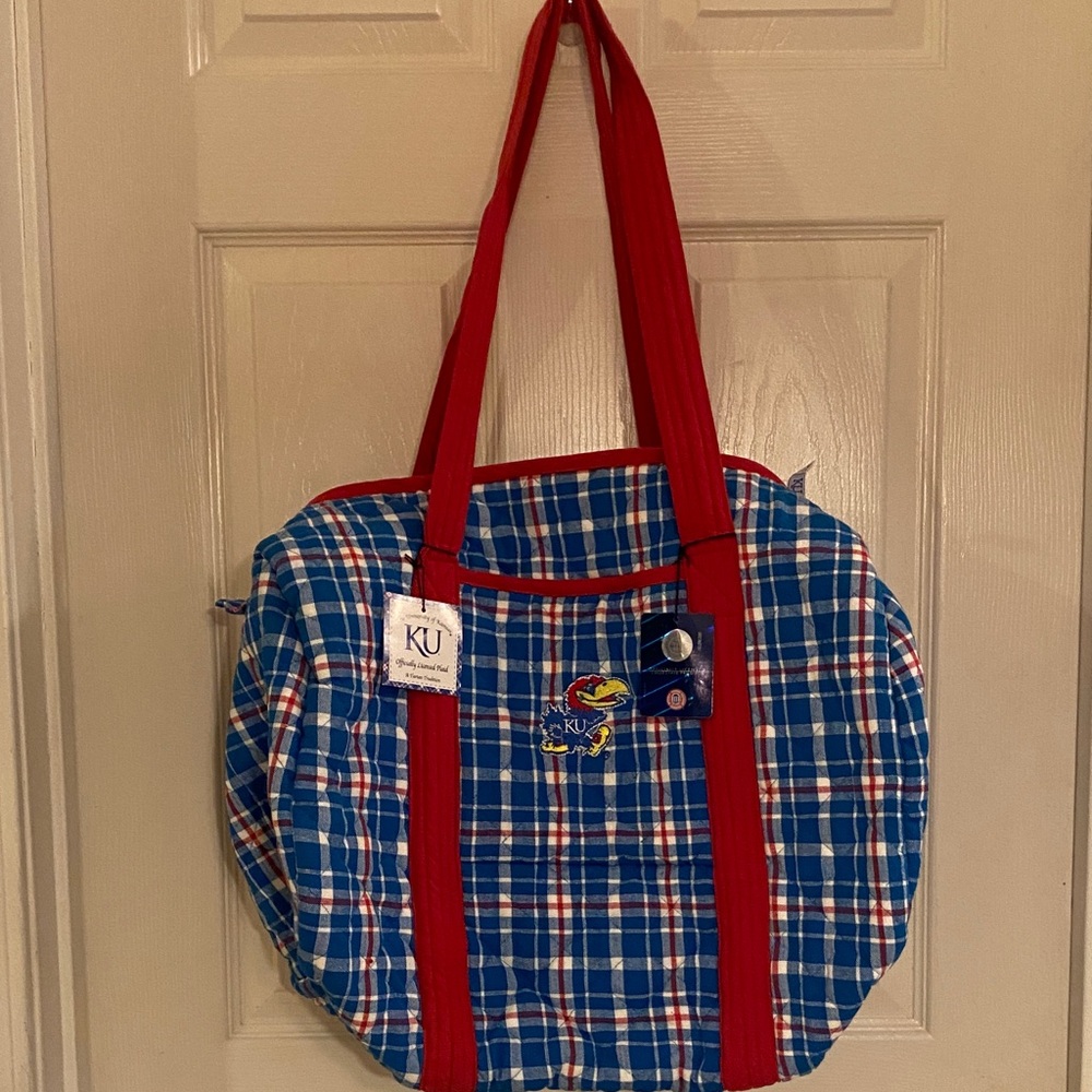 Plaid Tote Bag - Red and Blue Tartan University of Kansas